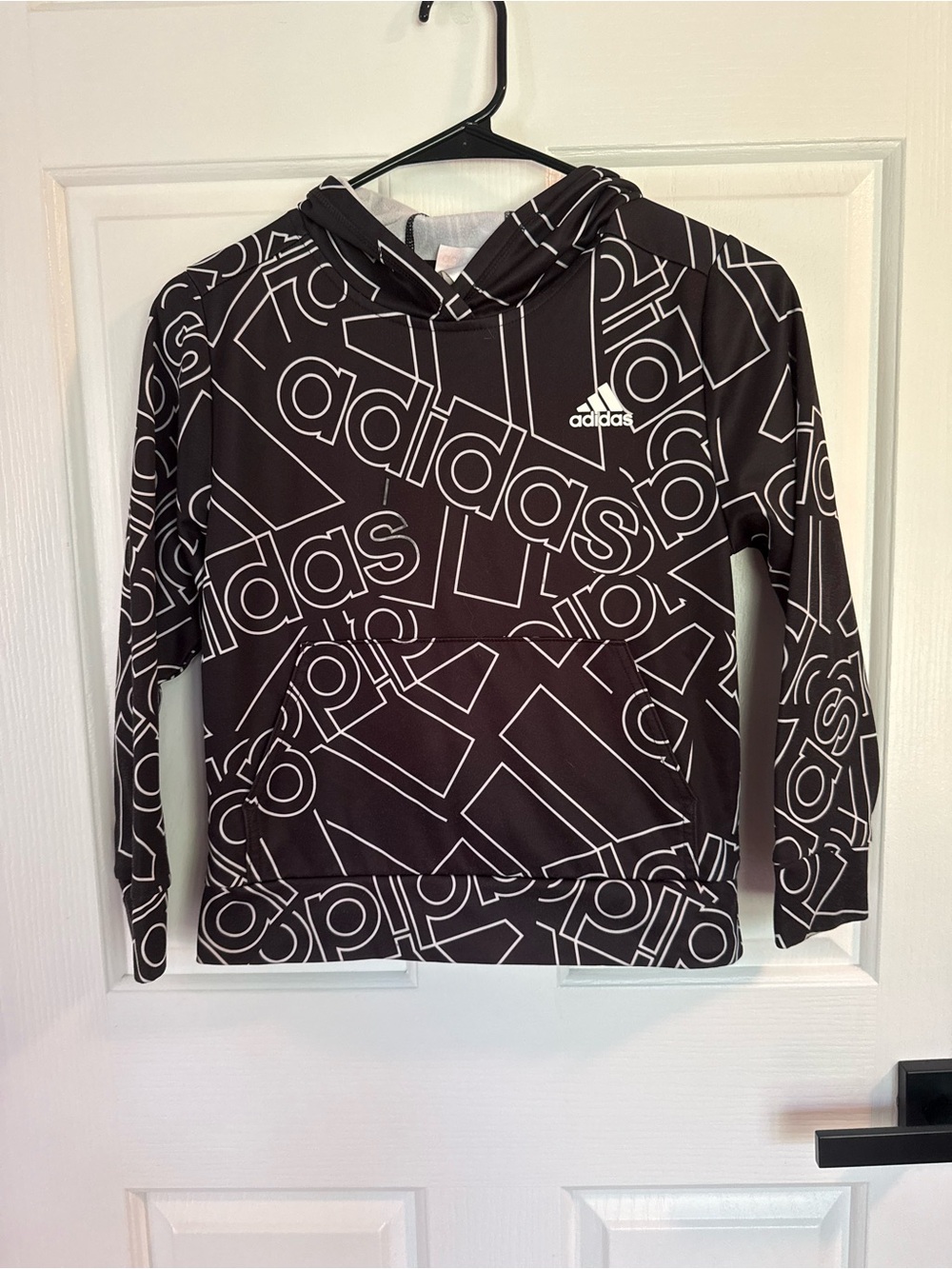 adidas Black Hoodie with White Allover Logo
